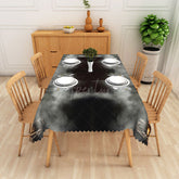 Aperturee - Aperturee Black and Gray Abstract Rectangle Tablecloth with Flame and Fog Pattern for Moody and Modern Decor